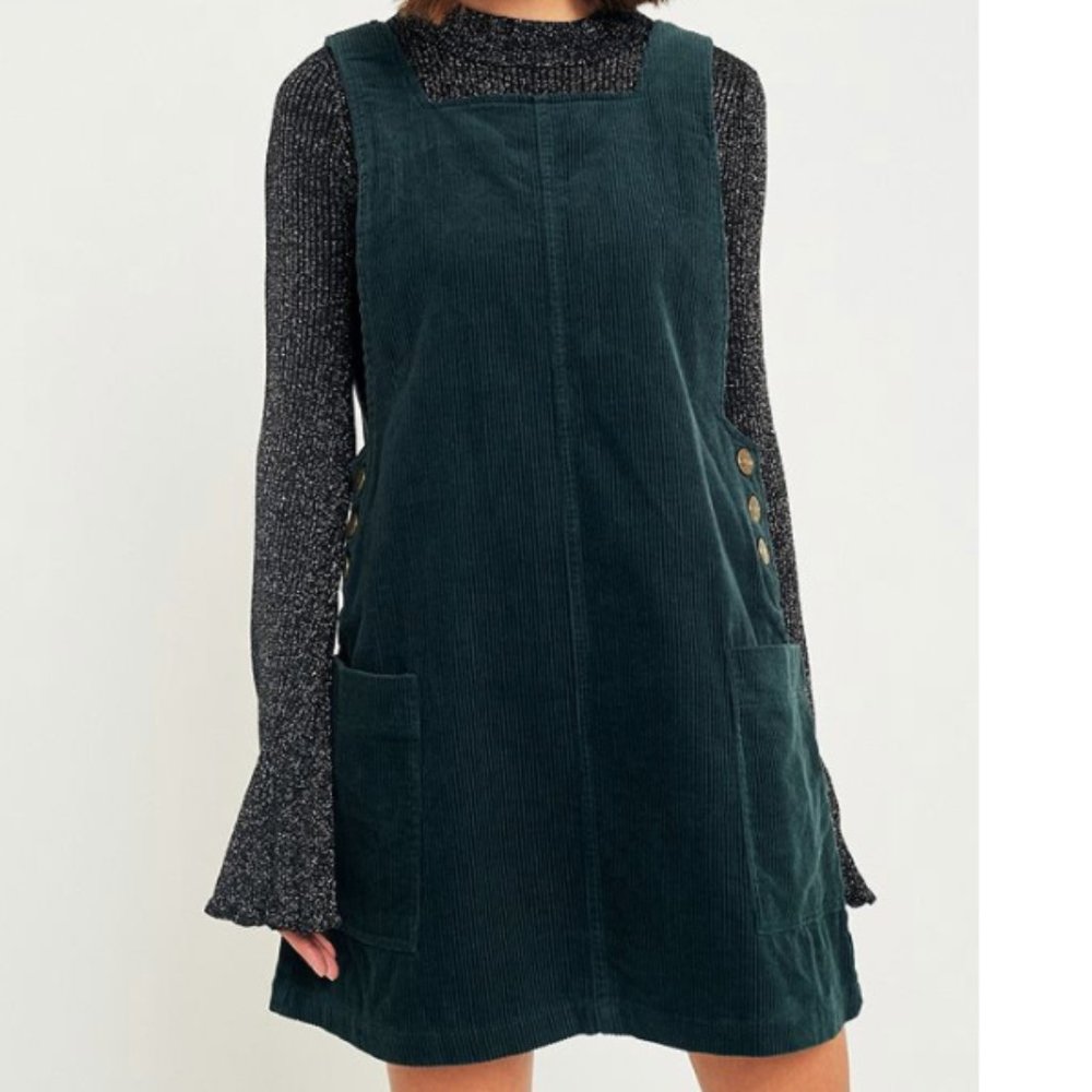 BDG Green Corduroy Pinafore Dress